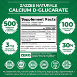 Zazzee High Absorption Calcium D-Glucarate, 500 mg per Capsule, 3 mg BioPerine for Enhanced Absorption, 100 Vegan Capsules, Plus Broccoli 10:1 Extract, 100% Vegetarian, CDG, All-Natural and Non-GMO