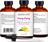 Majestic Pure Ylang Ylang Essential Oil - Premium Grade - 100% Pure & Natural - Ylang Ylang Oil for Hair, Skin, Aromatherapy, Diffuser, Massage Oil, Candles and Soap Making - Made in USA, 1 fl oz
