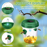 Wasp Trap Solar Powered Bee Trap Reusable Fly Traps Outdoor Hanging Wasp Killer with UV LED Light Flying Insects Bee Killer for Indoor Outdoor Patio Garden Home (Green, 6 Packs)