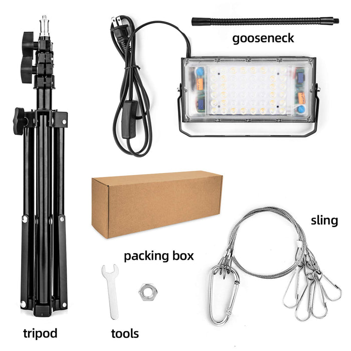 LBW Grow Light with Stand, Full Spectrum 150W LED Floor Plant Light for Indoor Plants, Grow Lamp with On/Off Switch, Adjustable Tripod Stand 15-48 inches