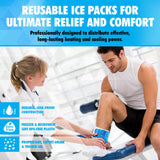 Gel Ice Packs for Injuries Reusable Gel Reusable Hot Pack & Cold Pack Compress for Injury, Pain Relief, Rehabilitation, Flexible Therapy, for Knee, Back, Neck, Wrist, Ankle (2 Pack - Blue, Large)