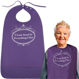 Funny Adult Bibs for Women & Men. Washable Reusable Clothing Protectors for Adults. Waterproof Backing + Built-In Crumb Catcher