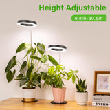 LORDEM Grow Light, LED Plant Light for Indoor Plants Growing, Full Spectrum Desk Growth Lamp with Automatic Timer for 4H/8H/12H, 4 Dimmable Levels, Height Adjustable 9.8"-30.6", 2 Packs of Black