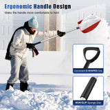 Large Portable Snow Shovel for Driveway: 52-Inch Extended Lightweight Snow Shovel for Snow Removal - Wide Snow Shovel with Ergonomic D-Grip Handle and Durable Aluminum Blade for Garden, Car, Camping