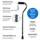 SkyMed Sky Med Aluminum Lightweight Bariatric Heavy Duty Cane-600lbs Weight Capacity,1.3 lbs., Soft Handgrip, Carrying Strap, Offset Handle, (Slate Gray)