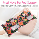 D. Cozy Hysterectomy Pillow Abdominal Surgery Seatbelt Pillows with Pocket Myomectomy Comfort Cushion for Belly Incision Tummy Tuck C-Section Recovery Gifts Women Patients (Cute Flower)