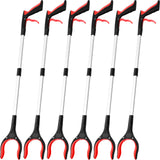 6 Pack Trash Grabber Reacher Tool for Elderly, 32" Foldable Trash Picker Upper Grabber Long Handy Mobility Aids Lightweight Reaching Tool for Pick Up Stick Arm Extension Litter Claw Picker (Red)