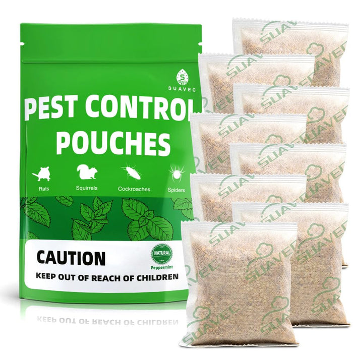 SUAVEC Pest Control Pouches, Rodent Repellent, Mice Repellent, Peppermint Oil to Repel Mice and Rats, Ant, Roach, Mosquito, Moths & Other Pest, RV Mouse Repellent, Mosquito Repellent- 8 Pouches