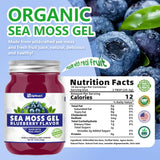 Sea Moss Gel, 18 OZ Wildcrafted Irish Seamoss Gel Rich in 92 Minerals & Vitamins Supports Immune System & Thyroid & Antioxidant, Non-GMO Organic Raw Sea Moss Supplements Blueberry Flavor