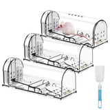 lllteri Humane Mouse Traps, Catch& Release, Reusable Rat Traps, Easy to Set and Safe for Family and Pets, No Kill for Small Rodent/Voles/Hamsters, Catcher That Works for Indoor/Outdoor, 3 Pack