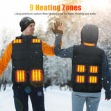 Rrtizan Heating Vest for Men,Lightweight Heated with Battery Pack and Detachable Hood,Electric Heating Vests with 3 Heating Levels, 9 Heating Zones for Winter Outdoor Hunting Skiing(806,3XL)