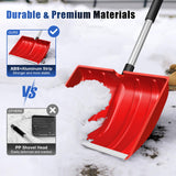 Large Portable Snow Shovel for Driveway: 52-Inch Extended Lightweight Snow Shovel for Snow Removal - Wide Snow Shovel with Ergonomic D-Grip Handle and Durable Aluminum Blade for Garden, Car, Camping