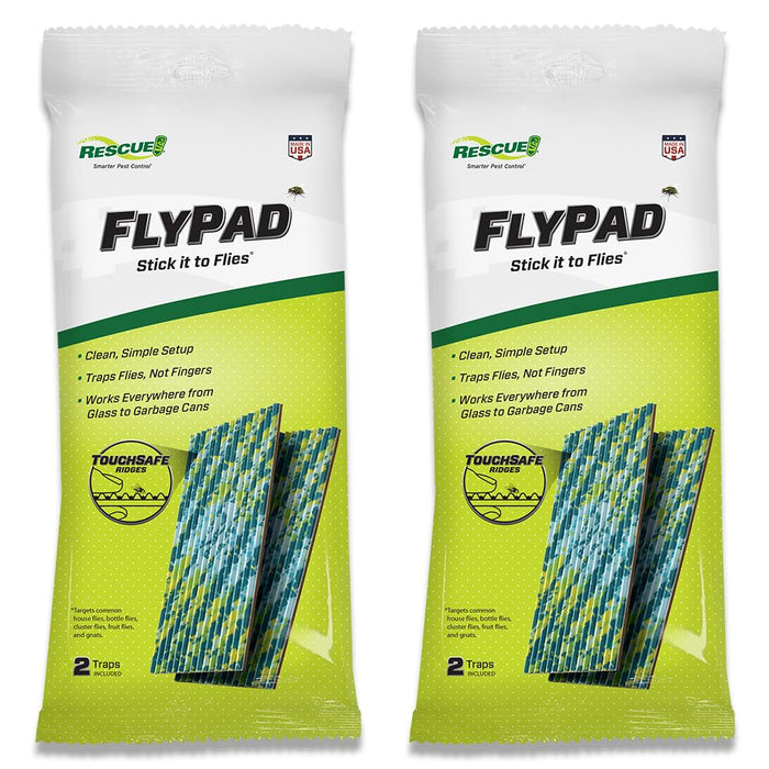 RESCUE! FlyPad – Sticky Fly Traps for Indoor & Outdoor Use - 2 Pack (4 Traps)