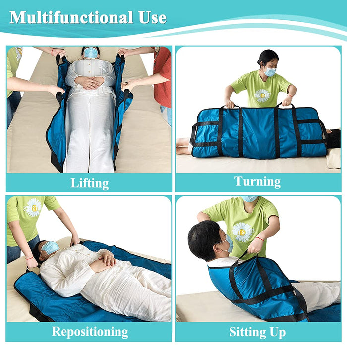 Positioning Bed Pad with Handles Hospital Sheets Transfer Board Belts Patient Lift Elderly Assistance Incontinence Mattress Sheets for Turning, Lifting, Repositioning Washable Underpads (48" x 40")