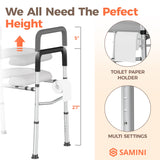 Toilet Seat Risers, Raised Toilet Seat Riser with Handles Elevated Over Toilet Stand Alone Elongated for Seniors Handicap Elderly Disabled Pregnant, Adjustable Size Fit Any Toilet
