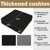 BUYUE Thickened Chair Cushion for Elderly 20" x 20" x 5", Original Linen High-Density Foam Recliner Chair Pad Couch Armchair Seat Cushion, Black