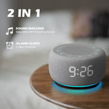 Buffbee Sound Machine & Alarm Clock 2-in-1, 18 Soothing Sound, 7 Night Light, Sleep Timer, Precise 30-Level Volume Control White Noise Machine