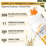 Probiotics for Women & Men, 300 Billion CFU 11 Strains, Probiotic with Organic Herbal & Digestive Enzymes, Shelf Stable Probiotic for Gut Digestive Health Gut & Bloating, Immune Health, 60 Capsules
