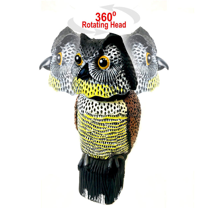 GiftExpress 15.5" Scarecrow Owl Decoy with Rotating Head Statue, Pest Repellent, Bird Control, Bird Deterrent, Garden Protectors, Fake Owls (1)