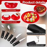 Maxcheck 2 Sets Bowl and Plate Adaptive Utensils Set 1 Set Adaptive Self Feeding Dinnerware with Suction Base 1 Set Non Slip Bendable Cutlery Set for Elderly Disabled People Accessory Supplies