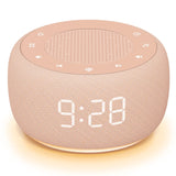 Buffbee Sound Machine & Alarm Clock 2-in-1, 0-100% Clock Face Brightness, Bottom Colored Light, Sleep Timer, Precise 30-Level Volume White Noise Machine, Digital Alarm Clocks for Bedrooms - Peach