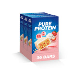 Pure Protein Bars, High Protein, Nutritious Snacks to Support Energy, Low Sugar, Gluten Free, Strawberry Greek Yogurt, Pack of 36