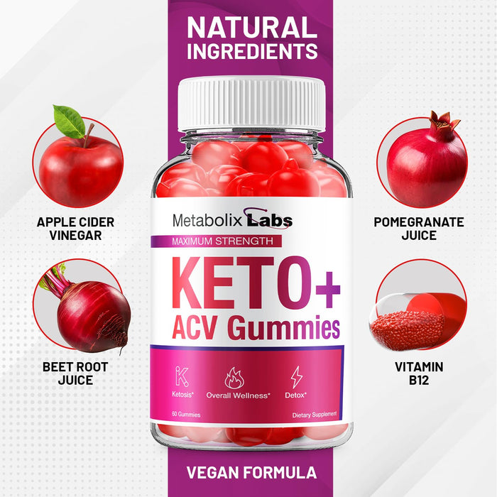 (3 Pack) Metabolix Labs Keto ACV Gummies - Advanced Formula Metabolix Keto Plus ACV Gummies Apple Cider Vinegar Metabolix ACV Dietary Supplement Men Women (180 Gummies)