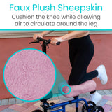 Vive Mobility Knee Scooter Pad Cover - Soft Plush Adult Sheepskin Memory Foam Cushion, Walker Accessory for Knee Roller, Padded Accessories Leg Cart Improves Comfort with Injury, Universal Fit (Pink)