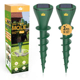 Mole Repellent for Lawns, Solar Powered | Patent Screw-Shape-Stake Design | IP65 Waterproof, Varying Sonic and Vibration to Expel Mole Gopher Snake Vole, for Lawn Garden & Yard