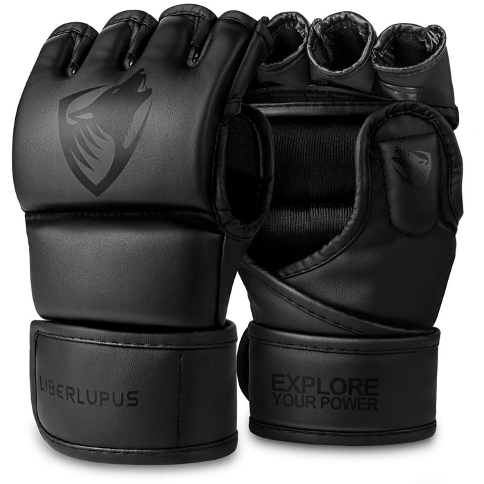 Liberlupus MMA Gloves for Men & Women, Martial Arts Bag Gloves, Kickboxing Gloves with Open Palms, Boxing Gloves for Punching Bag, Sparring, Muay Thai, MMA