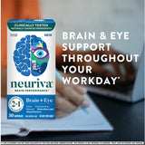 NEURIVA Brain + Eye Support Capsules (30 Count in a Box), with Vitamins A C E, Zinc, Zeaxanthin, Antioxidants, Filters Blue Light, Decaffeinated, Vegetarian, Gluten & GMO Free (Pack of 2)