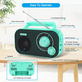 DreamSky AM FM Portable Radio Plug in Wall or Battery Operated for Home & Outdoor, Strong Reception, Large Dial Easy to Use, Transistor Antenna, Headphone Jack, Small Gifts for Seniors Elderly