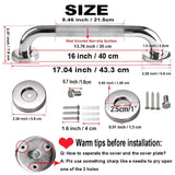 2 Pack 16 Inch Anti Slip Shower Grab Bar Handle, ZUEXT Chrome Stainless Steel Bathroom Grab Bar, Knurled Bathroom Balance Bar,Safety Hand Rail Support,Handicap Elderly Injury Senior Assist Bath Handle