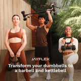 Jayflex Hyperbell Bundle - Convert Dumbbells to a Full Gym with Secure Barbell & Rotating Kettlebell Adapter Grip. Ideal for Weight Lifting & Home Workouts