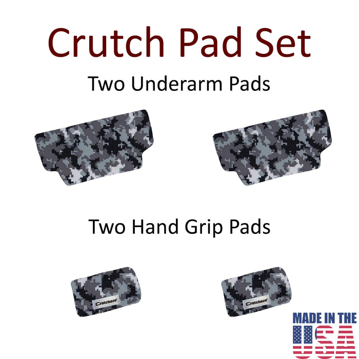 Crutcheze Premium USA Made Crutch Pad and Hand Grip Covers | Comfortable Underarm Padding Washable Breathable Moisture Wicking Orthopedic Products Crutch Accessories (Digital Snow Camo)