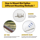 KKY 24 Pack Bird Spikes –13 inch Anti-Bird Nails Bird Repellent Metal Bird Deterant Spinners of Stainless Steel Bird Spikes for Pigeon and Other Small Birds 25.9 Ft…