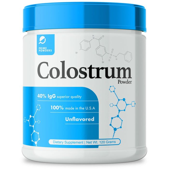 Prime Powders Colostrum 𝗢𝗩𝗘𝗥 𝟰𝟬% 𝗜𝗴𝗚, Grass Fed, Gut Health, Bloating Immunity Skin & Hair, Muscle Recovery, Ultra Bioavailability (Unflavored | 120 Servings)