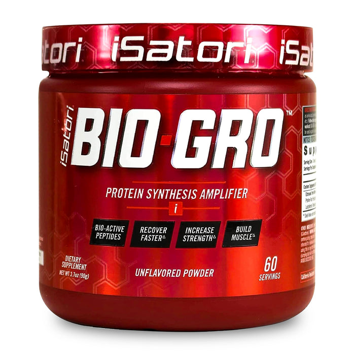 iSatori BIO-GRO Protein Synthesis Amplifier, for Muscle Recovery & Growth, Enhanced Stimulant Free Pre Workout & Colostrum Supplement with Bio-Active Peptides- Unflavored (60 Servings)