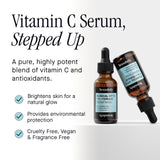 Brandefy Vitamin C Face Serum 15% L. Ascorbic Acid, Ferulic Acid .5% + Vitamin E for Self Care and Beauty, Face Dark Spot Corrector and Anti Aging 1oz, Made In The USA