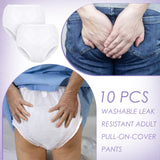 Weewooday 10 Pcs Adult Plastic Pants, X-Large, White, Waterproof Incontinence Underpants EVA Pull on Cover Pants Leak Proof Washable Incontinence Pants for Men Women Elderly
