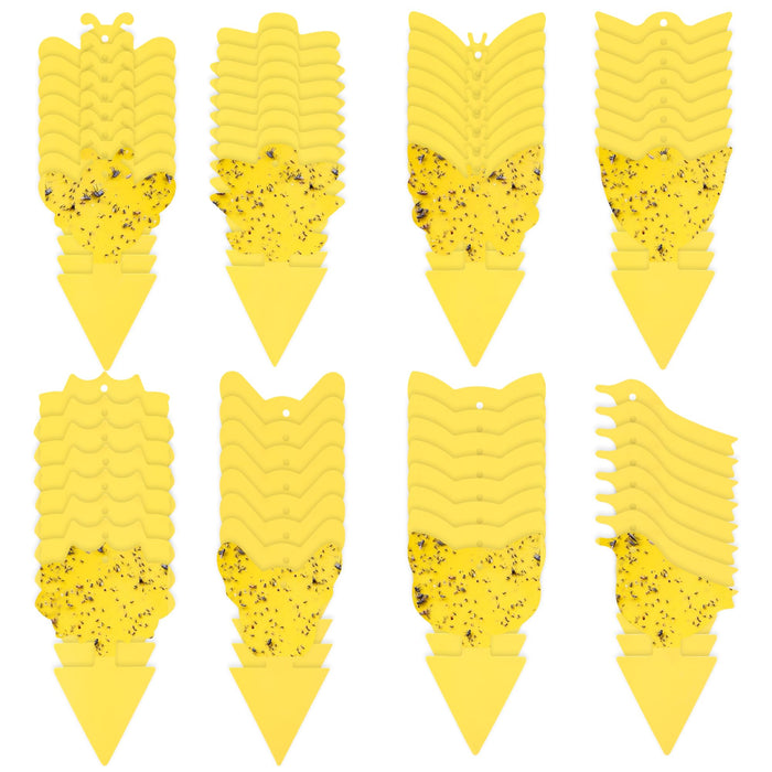 PESTCON 48PCS Yellow Gnat Traps for House Indoor, Gnat Sticky Traps for Plants, Suitable for Fruit Flies, White Flies,Mosquito，Indoor/Kitchen, Outdoor/Potted Plants（Non-Toxic, Dual Sided）