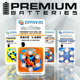 Premium Batteries Size 13 ZA13 P13 PR48 1.45V Zinc Air Hearing Aid Batteries Orange Tab (180 Batteries)