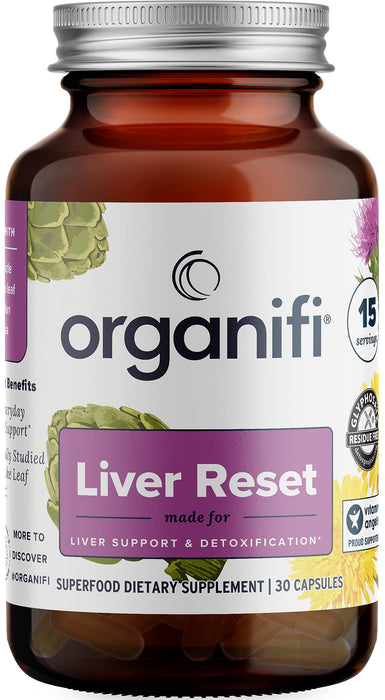 Organifi Liver Reset - Organic Liver Detox, Digestive and Immunity Support - 30 Capsules - Optimal Levels Balance - Helps with Proper Bile Production and Cellular Energy Production