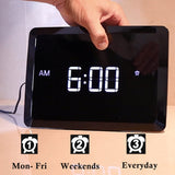 11.5” Digital Wall Clock with Date,Time,Week,Indoor Temperature,3 Alarms,5 Dimmer,2 USB Chargers,Battery Backup,Snooze,12/24H for Elderly,Parents,Impaired Vision,Dementia,Memory Loss,Office,Bedroom