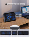 Digital Wall Clock, 11.5" Extra Large Display Calendar Alarm Day Clock with Date and of Week, Temperature,2 USB Chargers,3 Alarms, 5 Dimmer& 12/24Hr LED Desk for Office, Living Room, Bedroom, Elderly