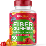 Prebiotic Fiber Gummies for Adults & Kids, Vegan Gummy Soluble Fiber with Inulin, Chicory Root Stimulating Enzymes for Digestion, Bloating Relief & Gut Health, Multicolor Natural Flavor Vitamins