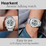 Hearkent Atomic Digital Talking Watch for Elderly Receives US Signals Automatic Time and Date Correction Big Numbers Easy to See Loud and Clear Male English Speaking