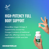Oceanblue Professional Vegan Omega-3 1300-60 Count - Plant-Based Fish Oil Alternative, High-Potency Vegan DHA EPA Algae Oil Supplement - 30 Servings