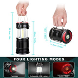 4 Pack Camping Lanterns Camping Accessories USB Rechargeable and Battery Powered 2-in-1 LED Lanterns, Hurricane Lights with Flashlight and Magnet Base for Camping, Hiking, Emergency