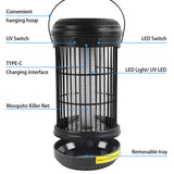 Lulu Home Solar Bug Zapper, 1400V High Voltage Electric Mosquito Killer with 3 Lighting Modes, Type-C Cable Charged Waterproof Fly Trap for Indoor Outdoor Hiking Camping Tent Hanging